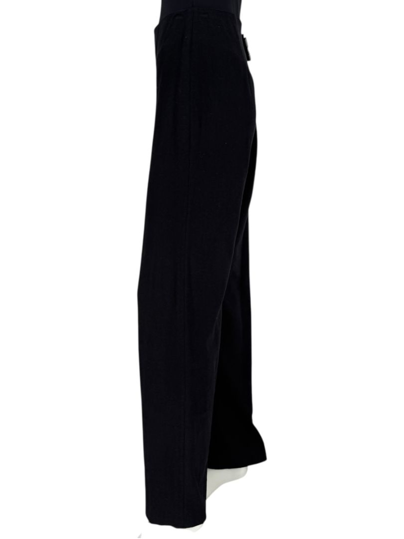 Equestrian Black Wide-Leg Linen Blend Pants – Size L