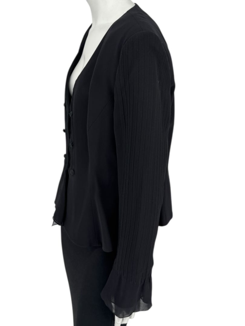 Armani Collezioni Black Silk Peplum Blazer – Size 14
