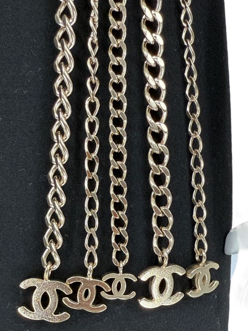 Chanel Spring 2008 Black Leather Gold Chain Accent Belt – Size 90/36