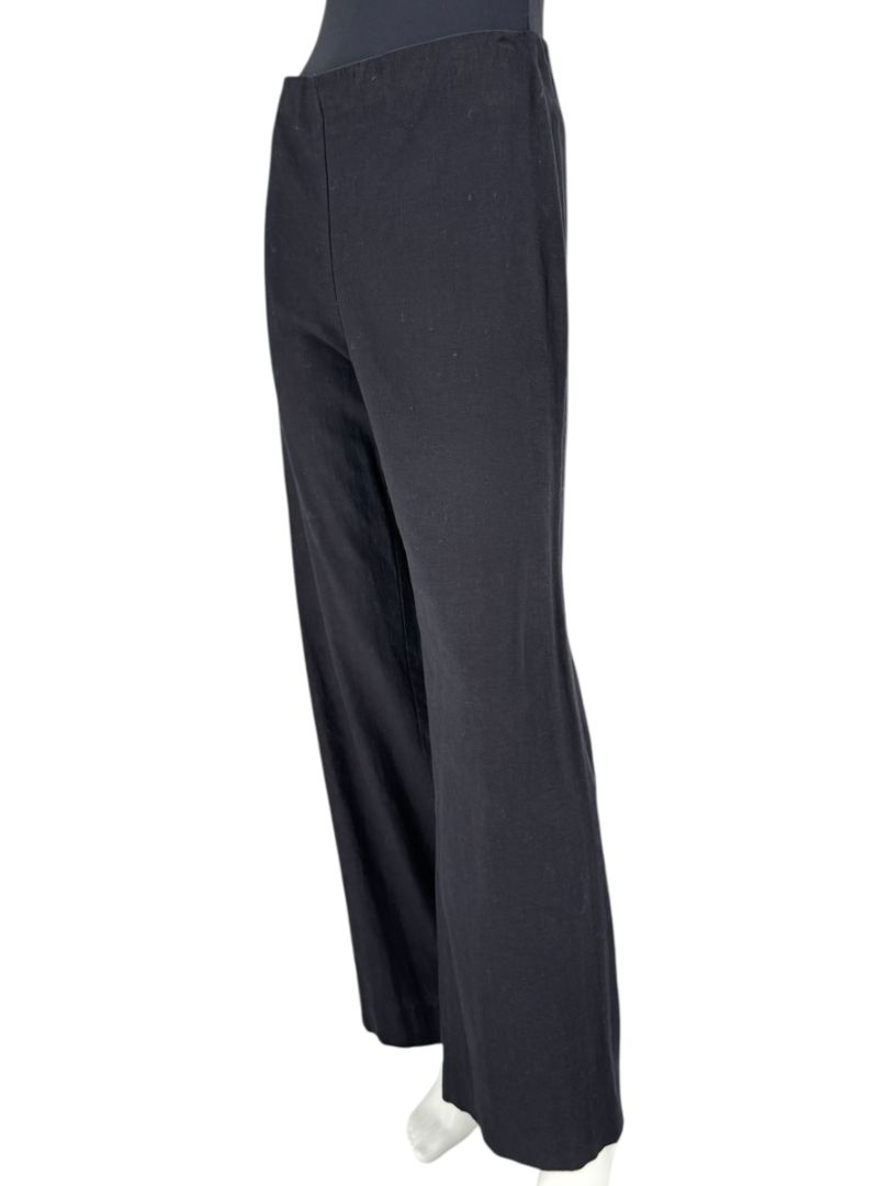 Equestrian Black Wide-Leg Linen Blend Pants – Size L
