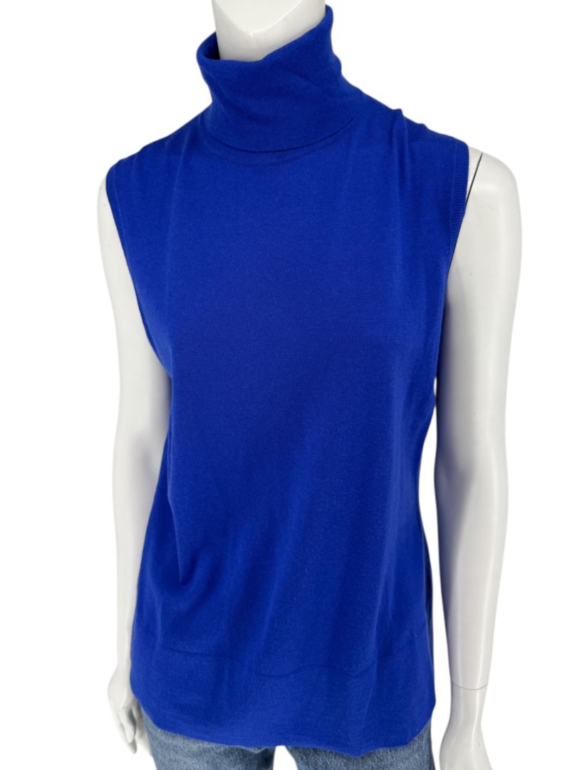 Lafayette 148 New York Royal Blue Sleeveless Turtleneck Sweater – Size L