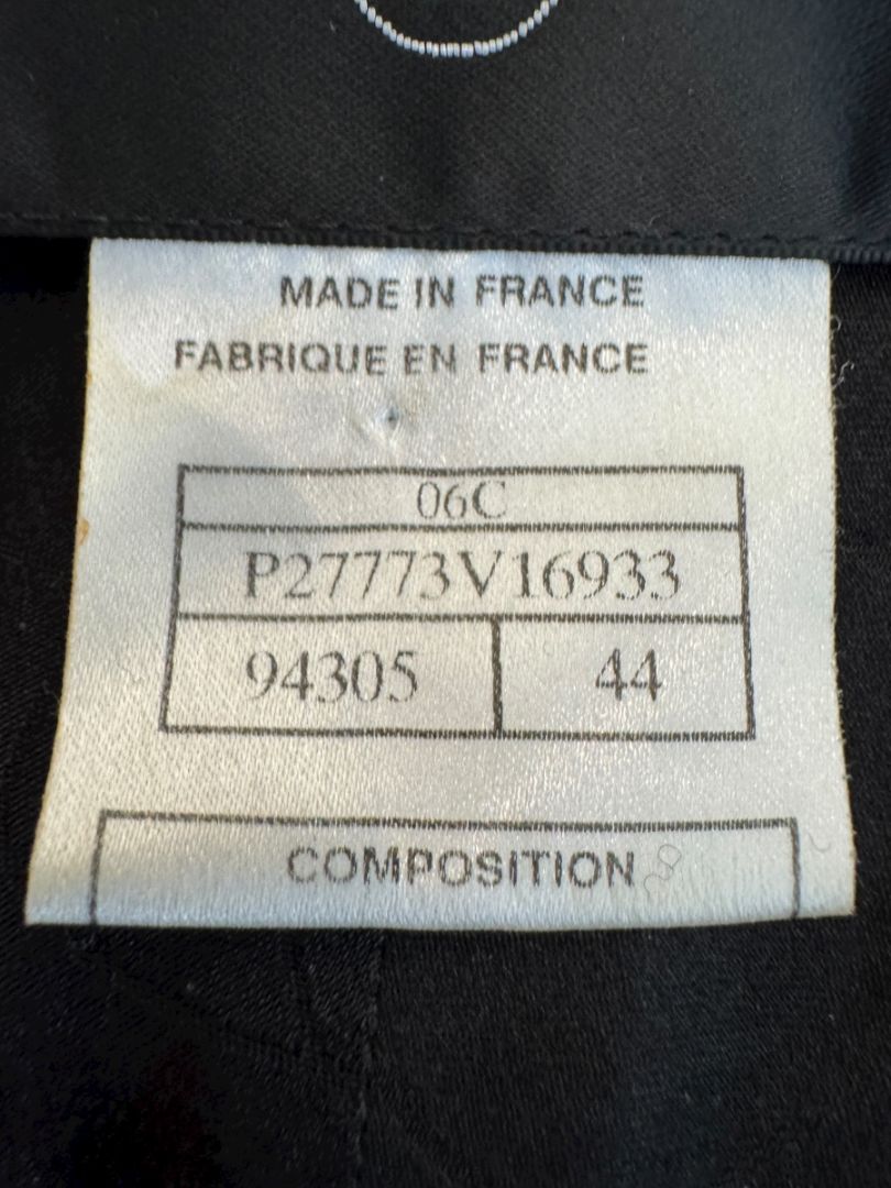 Chanel Women’s Black Textured Tweed Military-Inspired Jacket – Size 44