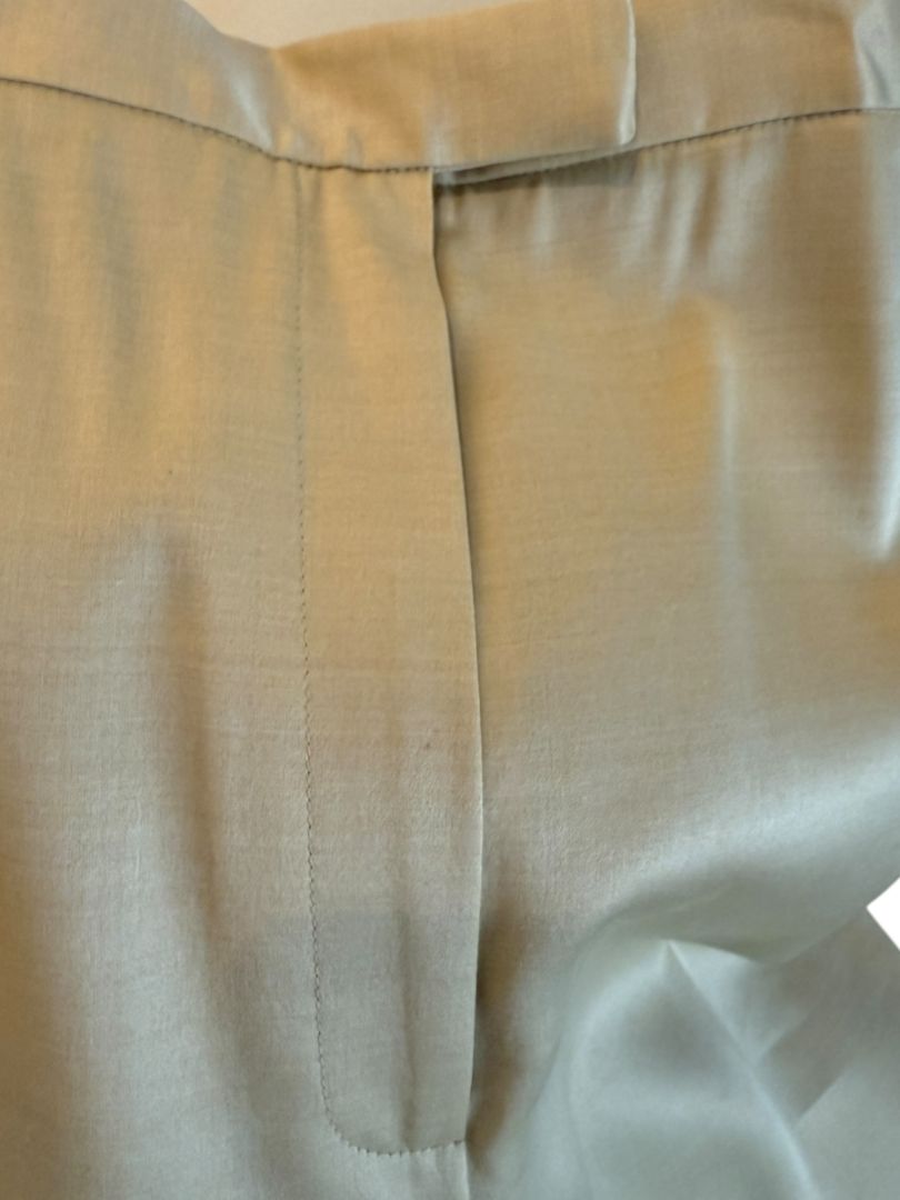 Lafayette 148 New York Beige Silk–Rayon–Wool Wide-Leg Pants – Size 12