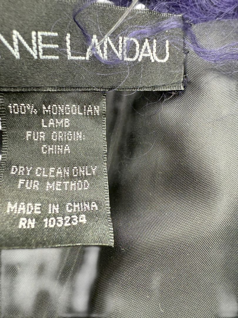 Adrienne Landau Mongolian Lamb Fur Scarf in Purple – New With Tags