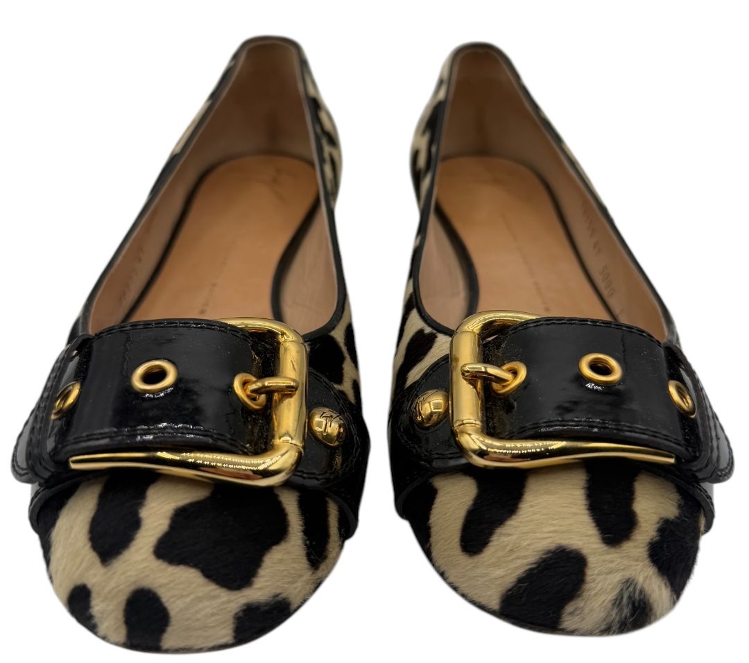 Giuseppe Zanotti Leopard-Print Haircalf Ballet Flats – Size 41