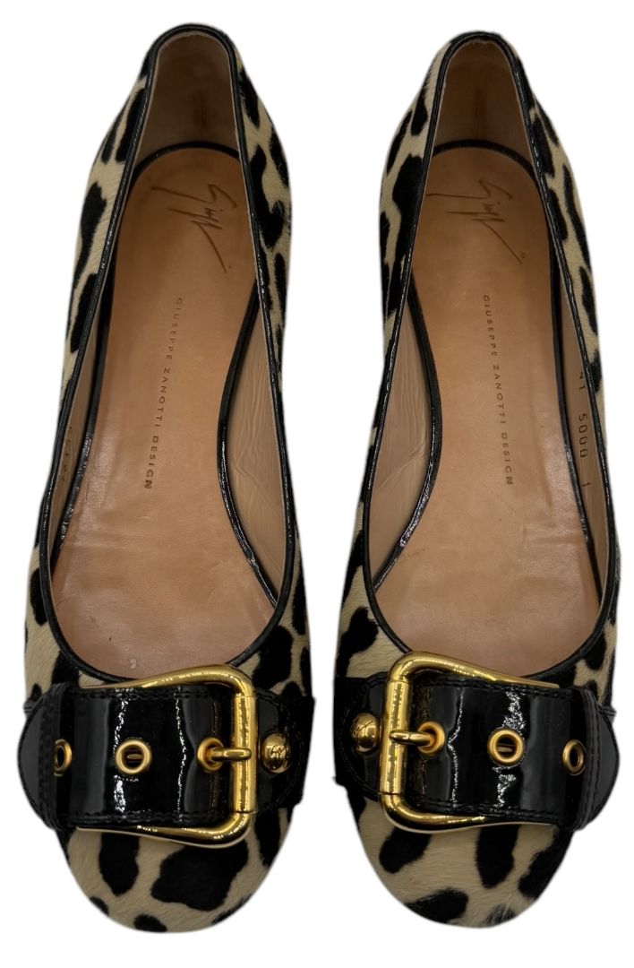 Giuseppe Zanotti Leopard-Print Haircalf Ballet Flats – Size 41