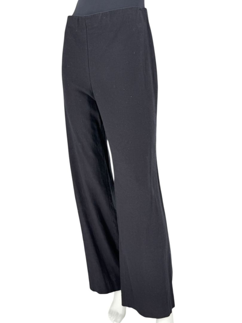 Equestrian Black Wide-Leg Linen Blend Pants – Size L