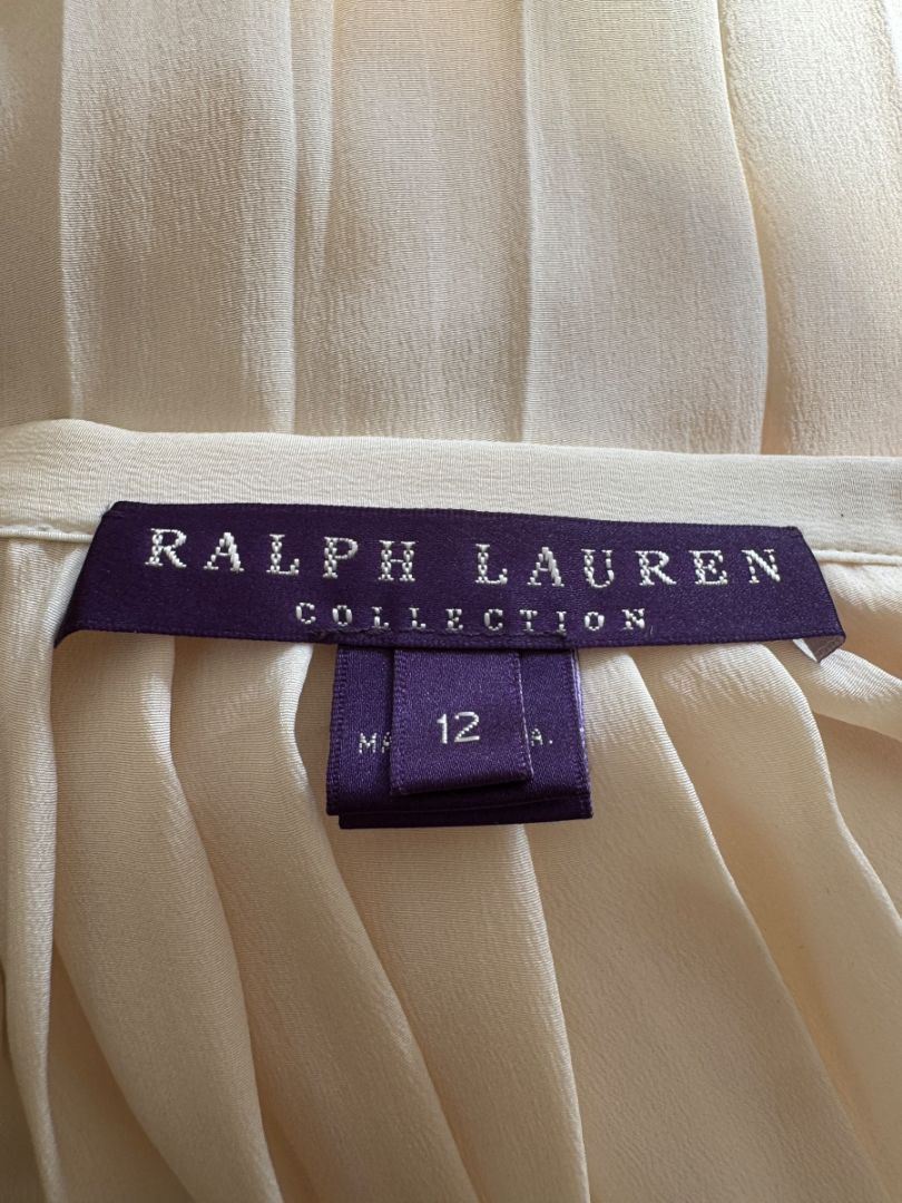 Ralph Lauren Collection Ivory Silk Pleated Palazzo Pants – Size 12