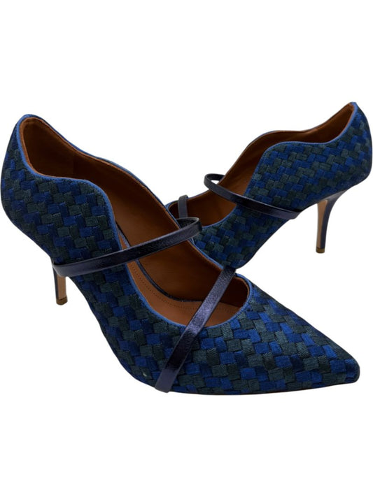 Malone Souliers Navy Basketweave Cutout Heels – Size 39.5
