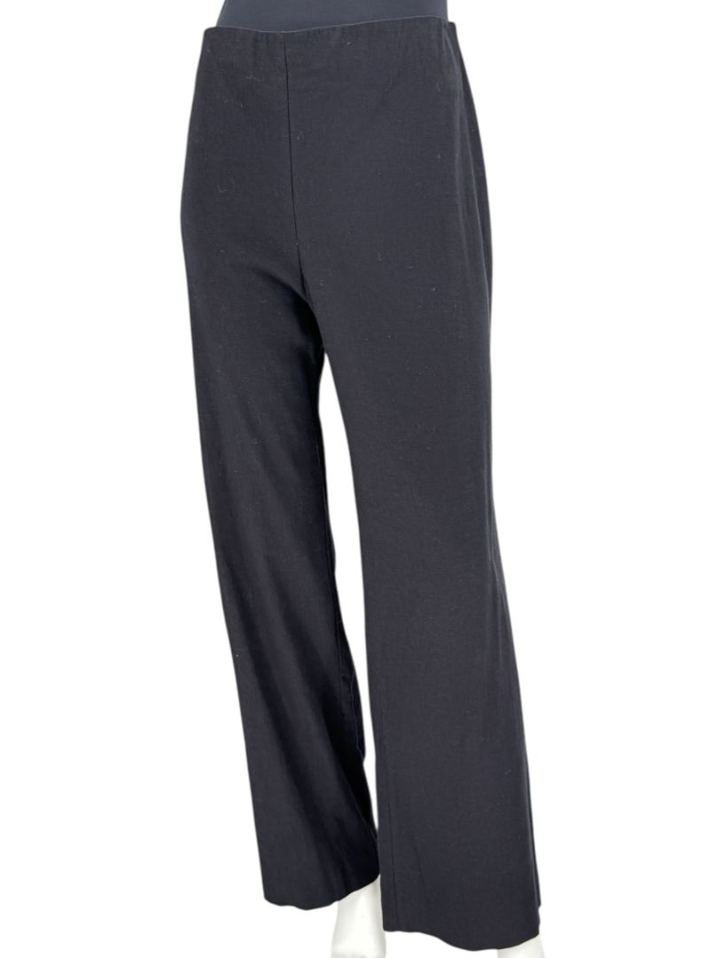 Equestrian Black Wide-Leg Linen Blend Pants – Size L