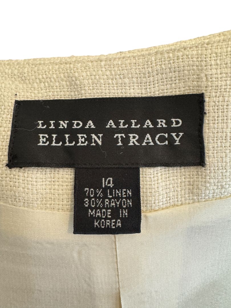 Linda Allard for Ellen Tracy Women’s Ivory Linen-Blend Vest – Size 14