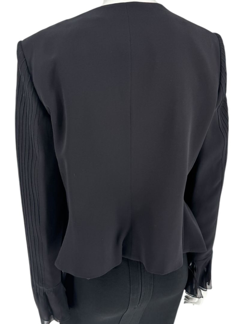 Armani Collezioni Black Silk Peplum Blazer – Size 14