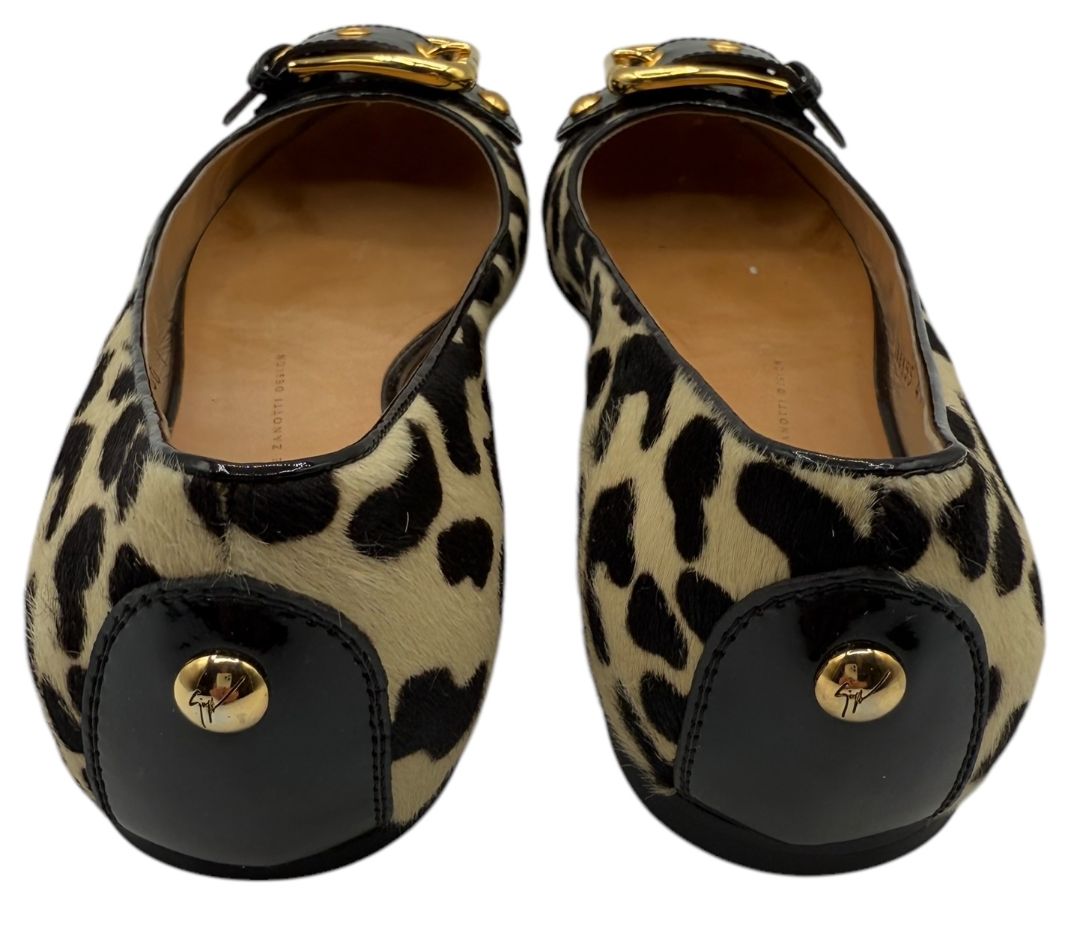 Giuseppe Zanotti Leopard-Print Haircalf Ballet Flats – Size 41