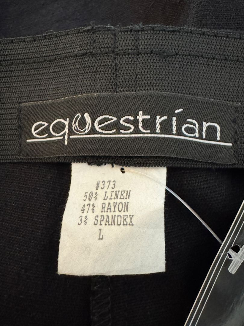 Equestrian Black Wide-Leg Linen Blend Pants – Size L
