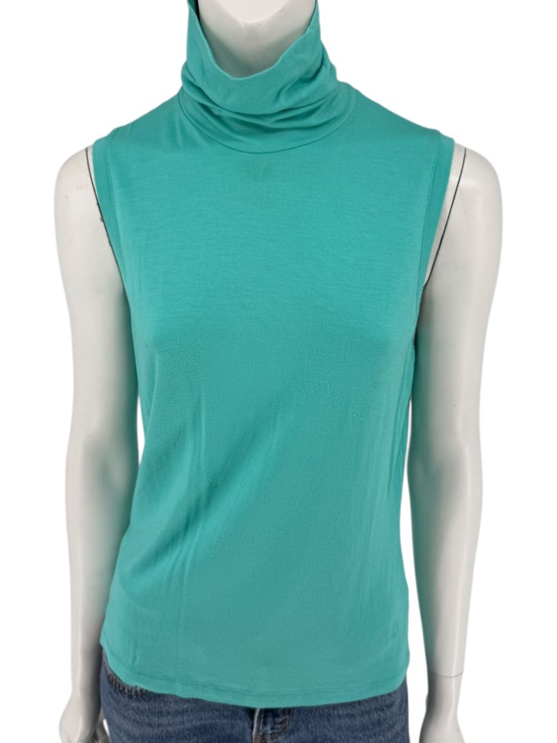 Les Copains Sleeveless Aqua Turtleneck Top – Size IT 46 (US L)