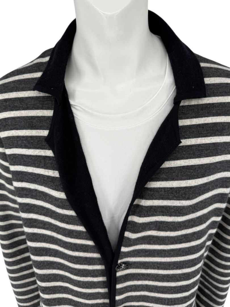 Chanel Reversible Striped Wool Long Cardigan Coat – Cruise 2010 “Venice” Collection – Size 44