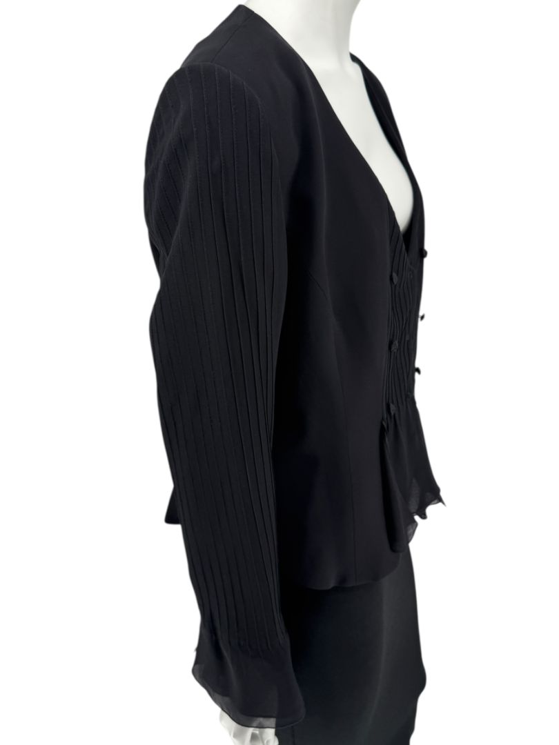 Armani Collezioni Black Silk Peplum Blazer – Size 14