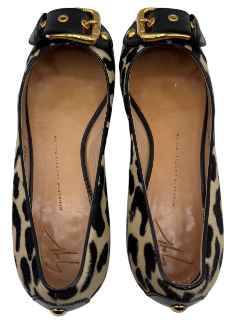 Giuseppe Zanotti Leopard-Print Haircalf Ballet Flats – Size 41