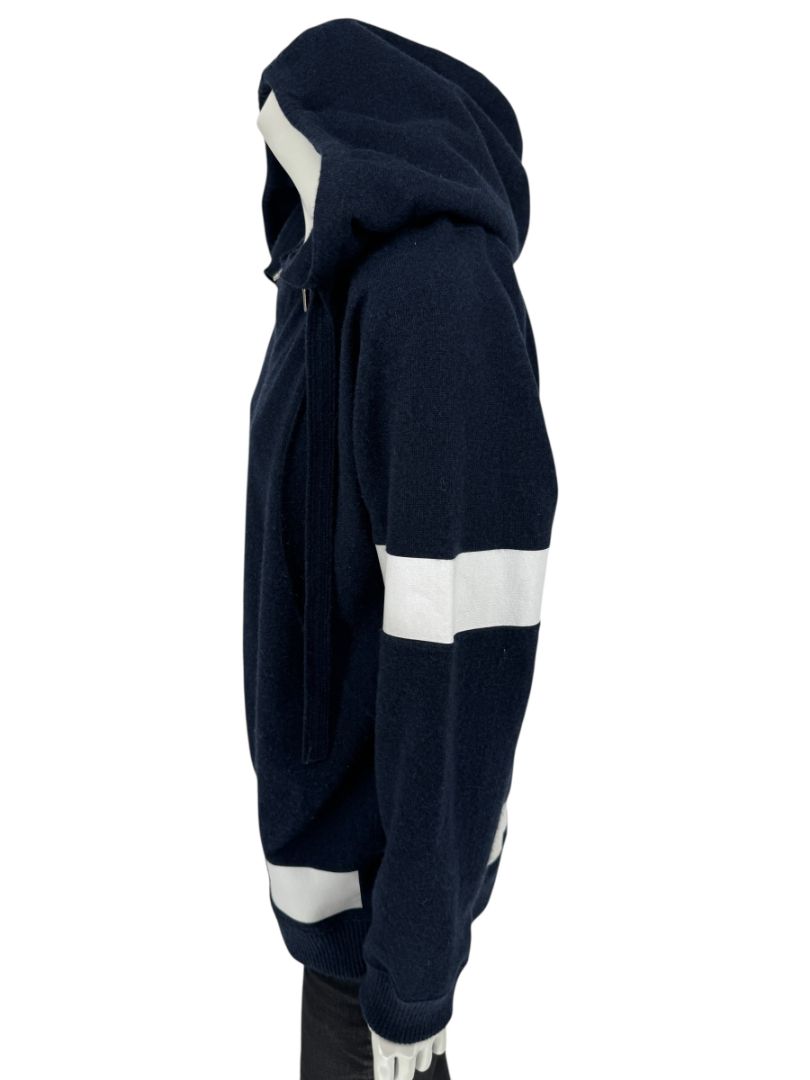 Chanel Navy & White Cashmere Hoodie – Size 40