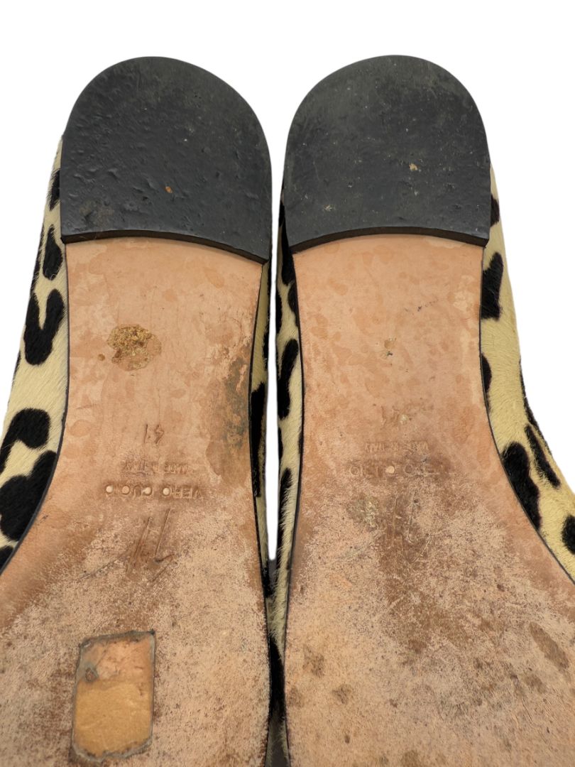 Giuseppe Zanotti Leopard-Print Haircalf Ballet Flats – Size 41