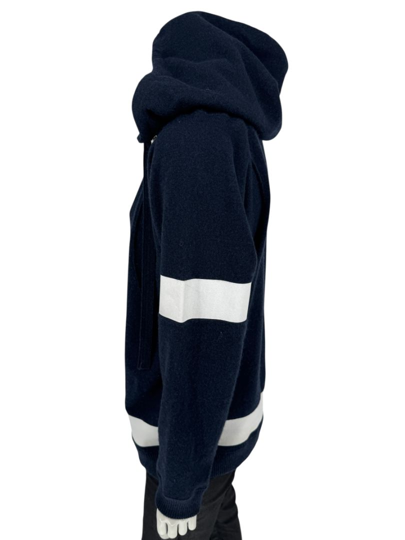 Chanel Navy & White Cashmere Hoodie – Size 40
