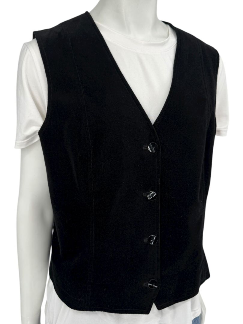 Dana B. and Karen Women’s Black Velvet Button-Front Vest – Size 12