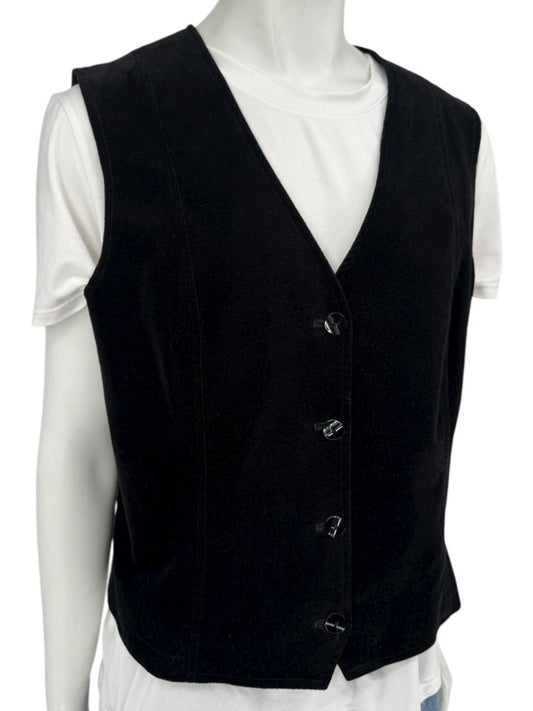 Dana B. and Karen Women’s Black Velvet Button-Front Vest – Size 14