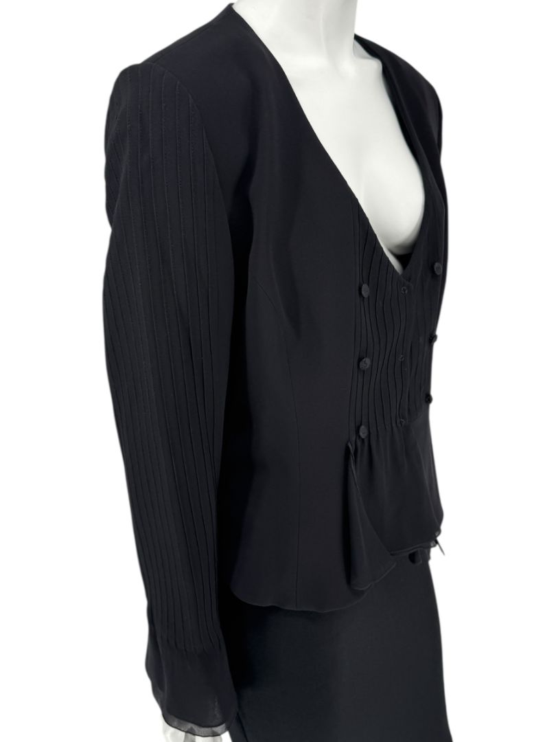 Armani Collezioni Black Silk Peplum Blazer – Size 14