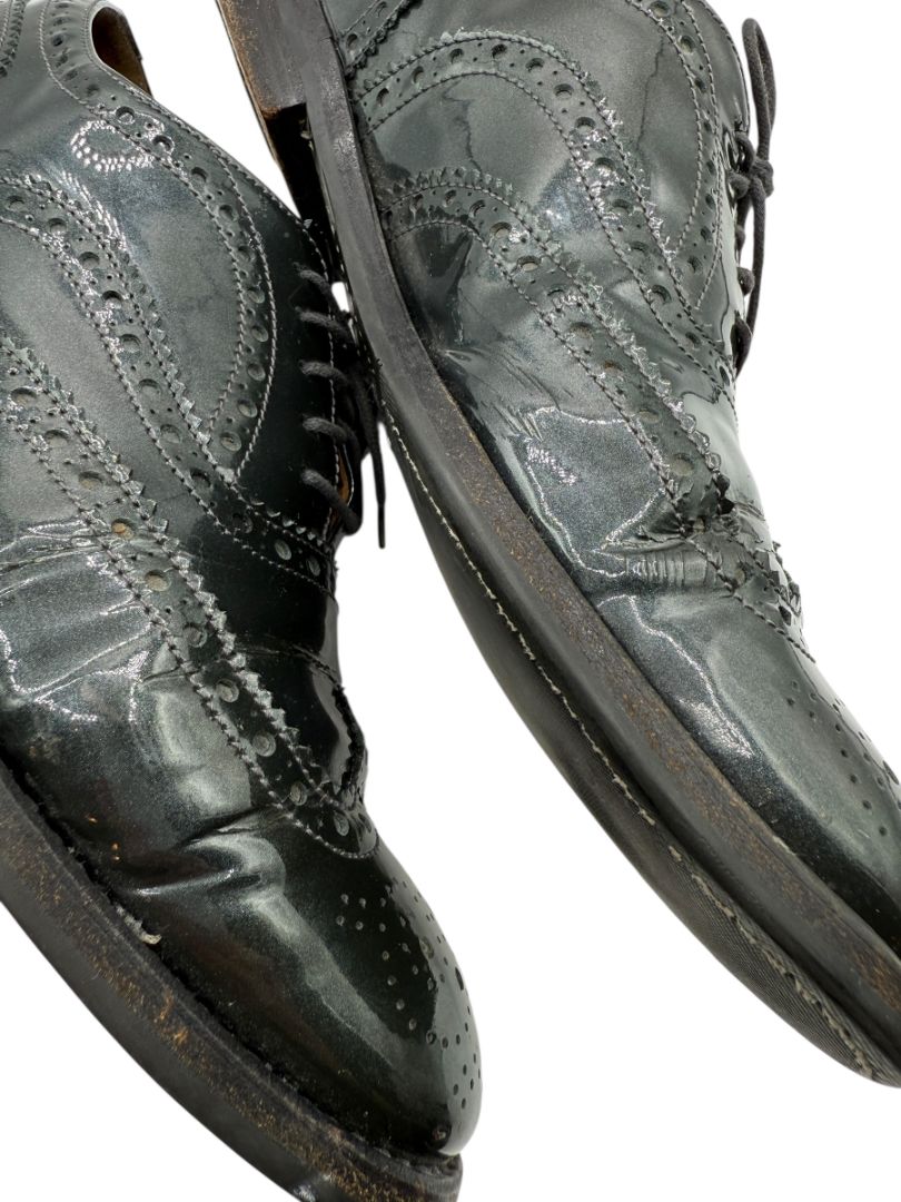 Church’s Black Patent Leather Wingtip Brogue Oxfords – Size 40
