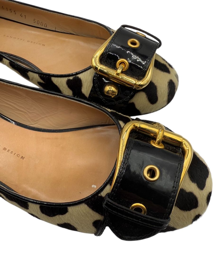 Giuseppe Zanotti Leopard-Print Haircalf Ballet Flats – Size 41