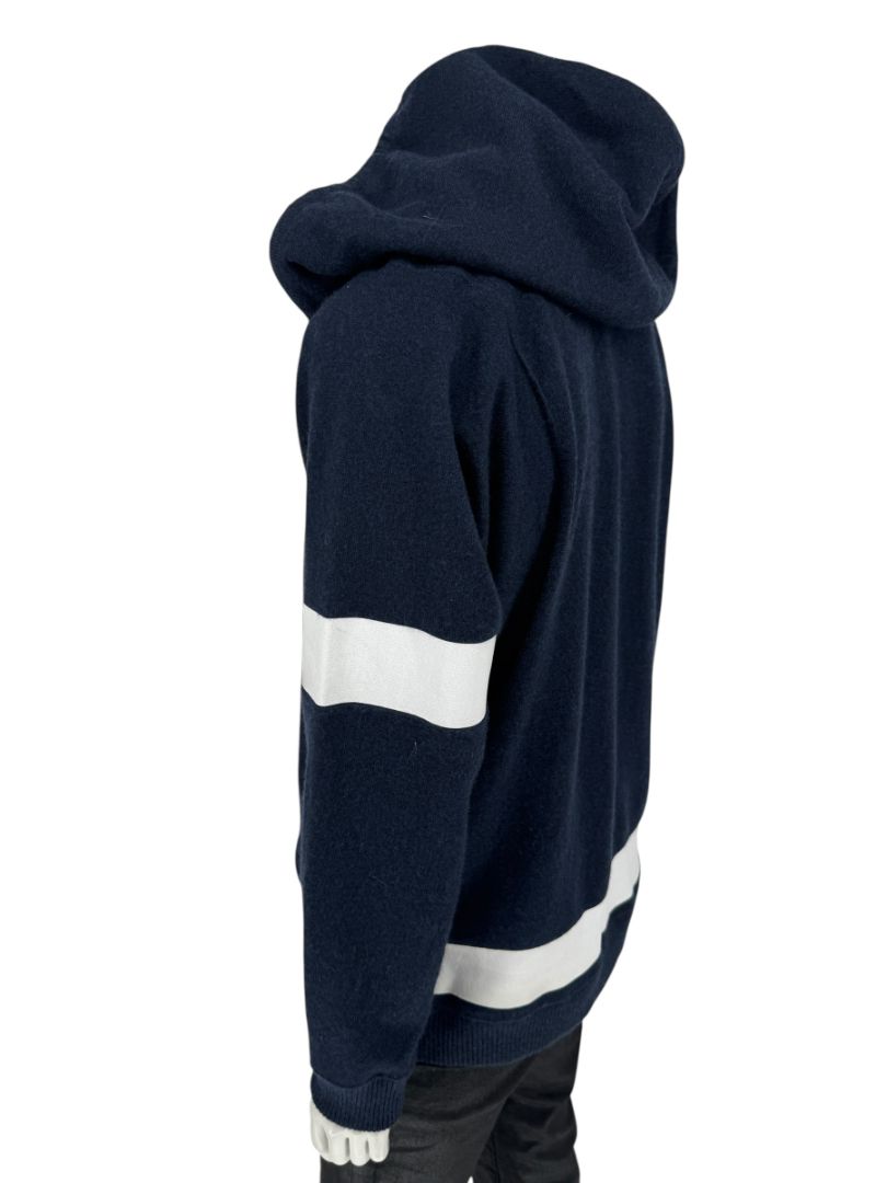 Chanel Navy & White Cashmere Hoodie – Size 40