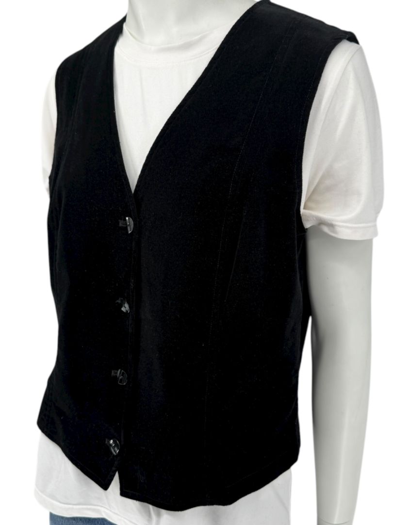Dana B. and Karen Women’s Black Velvet Button-Front Vest – Size 14