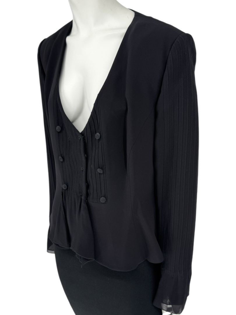 Armani Collezioni Black Silk Peplum Blazer – Size 14