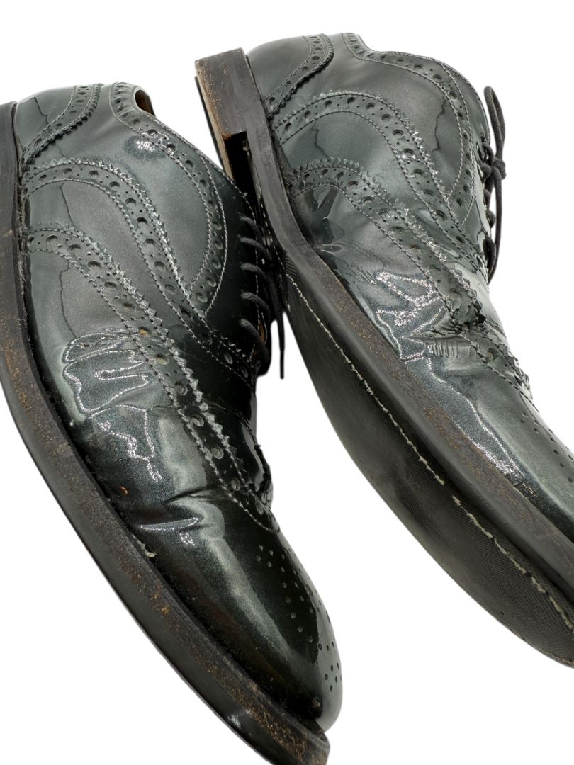 Church’s Black Patent Leather Wingtip Brogue Oxfords – Size 40