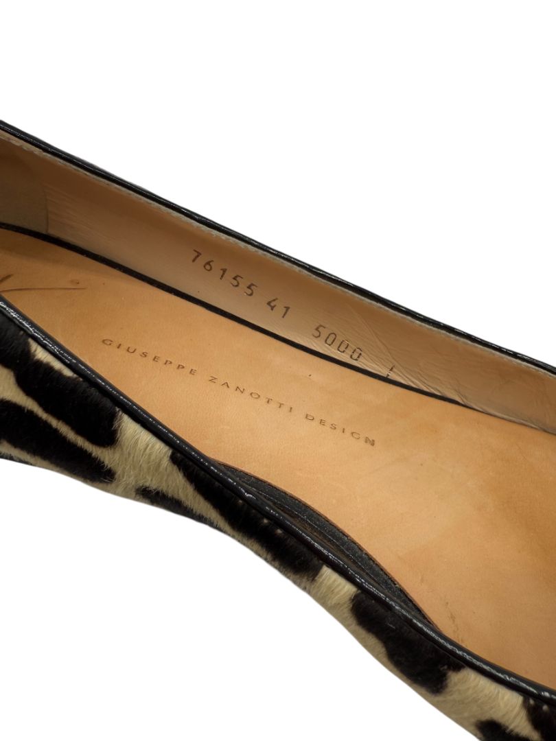 Giuseppe Zanotti Leopard-Print Haircalf Ballet Flats – Size 41