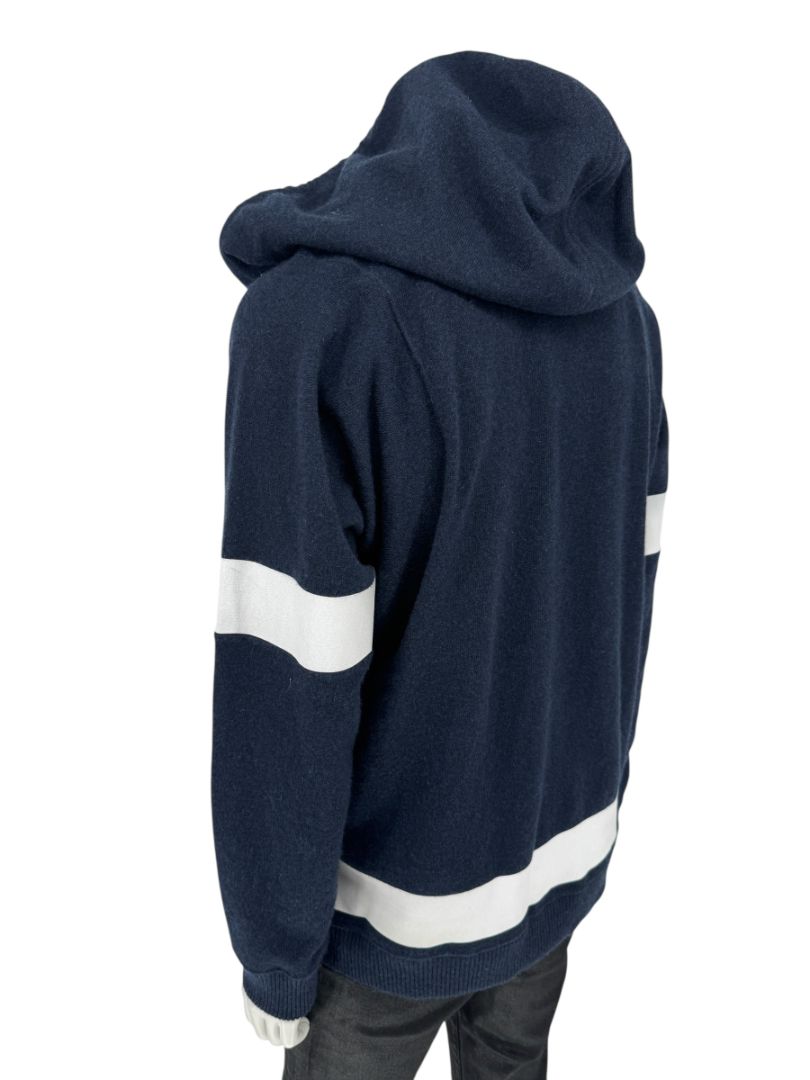 Chanel Navy & White Cashmere Hoodie – Size 40