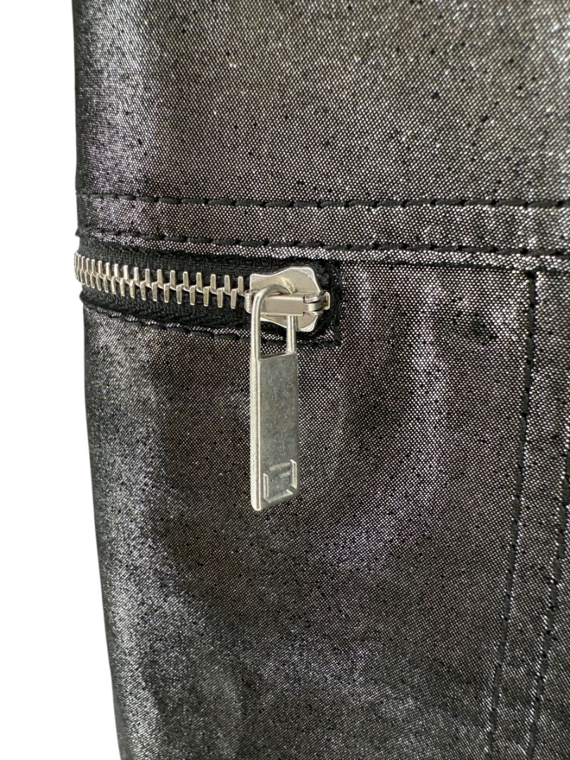 Lafayette 148 New York Metallic Leather Short-Sleeve Zip Jacket – Size M