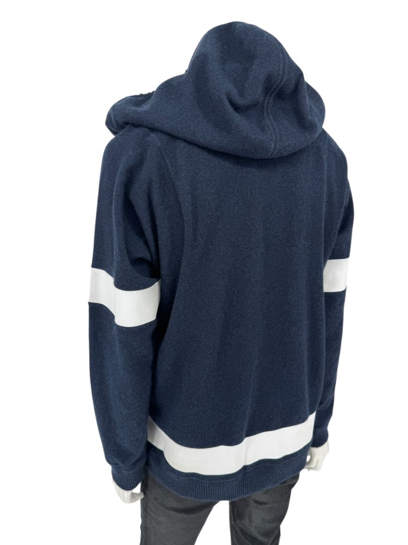 Chanel Navy & White Cashmere Hoodie – Size 40