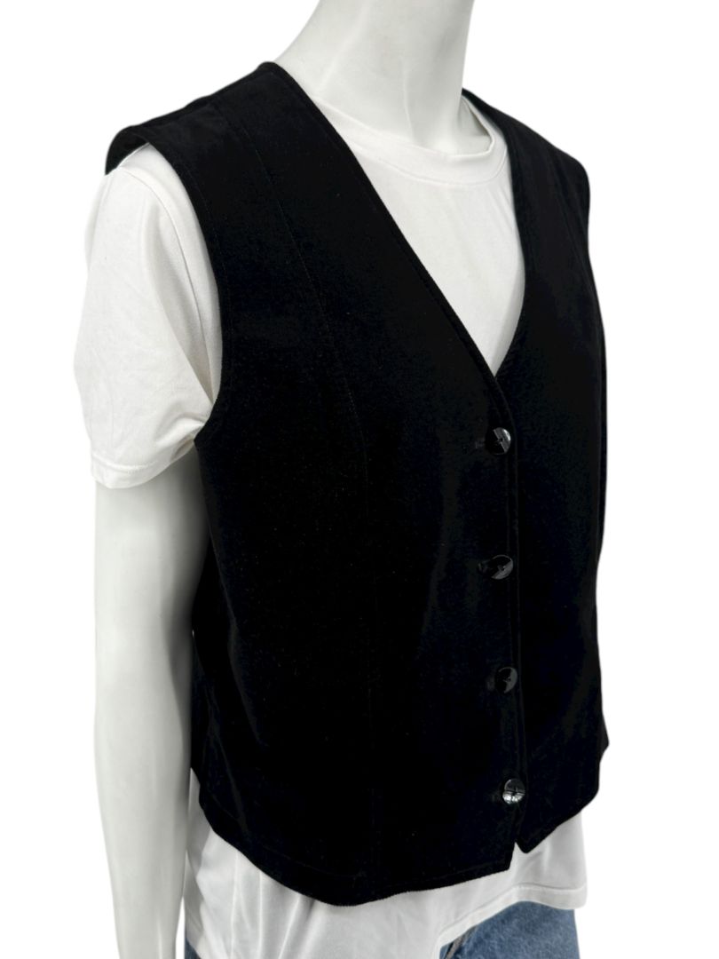 Dana B. and Karen Women’s Black Velvet Button-Front Vest – Size 14