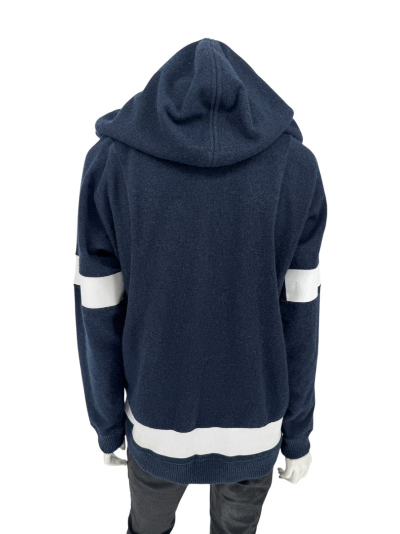 Chanel Navy & White Cashmere Hoodie – Size 40