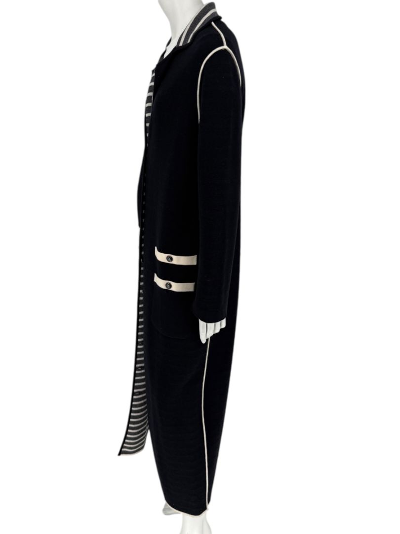 Chanel Reversible Striped Wool Long Cardigan Coat – Cruise 2010 “Venice” Collection – Size 44