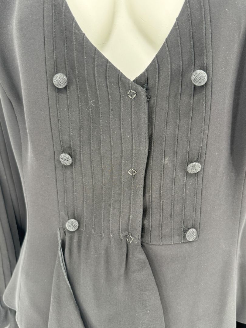 Armani Collezioni Black Silk Peplum Blazer – Size 14