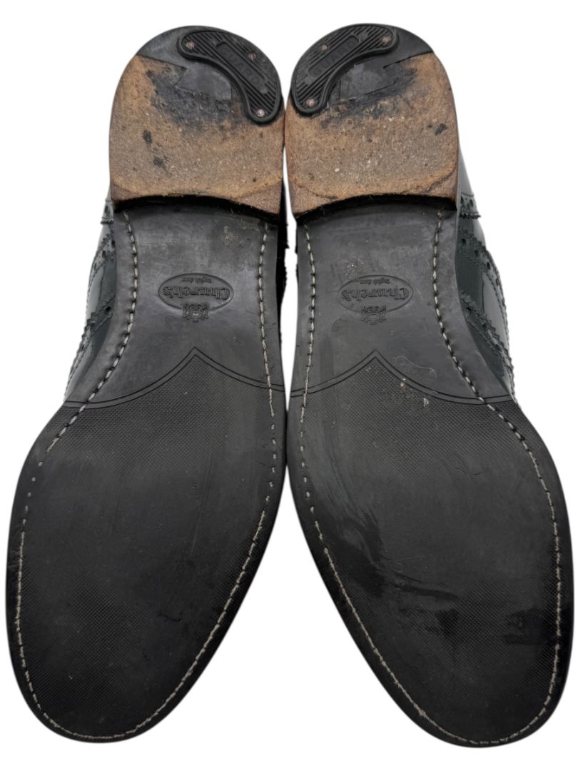 Church’s Black Patent Leather Wingtip Brogue Oxfords – Size 40