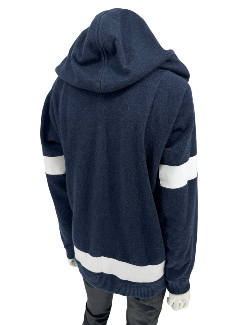 Chanel Navy & White Cashmere Hoodie – Size 40