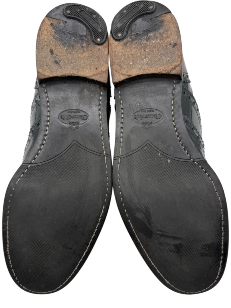 Church’s Black Patent Leather Wingtip Brogue Oxfords – Size 40