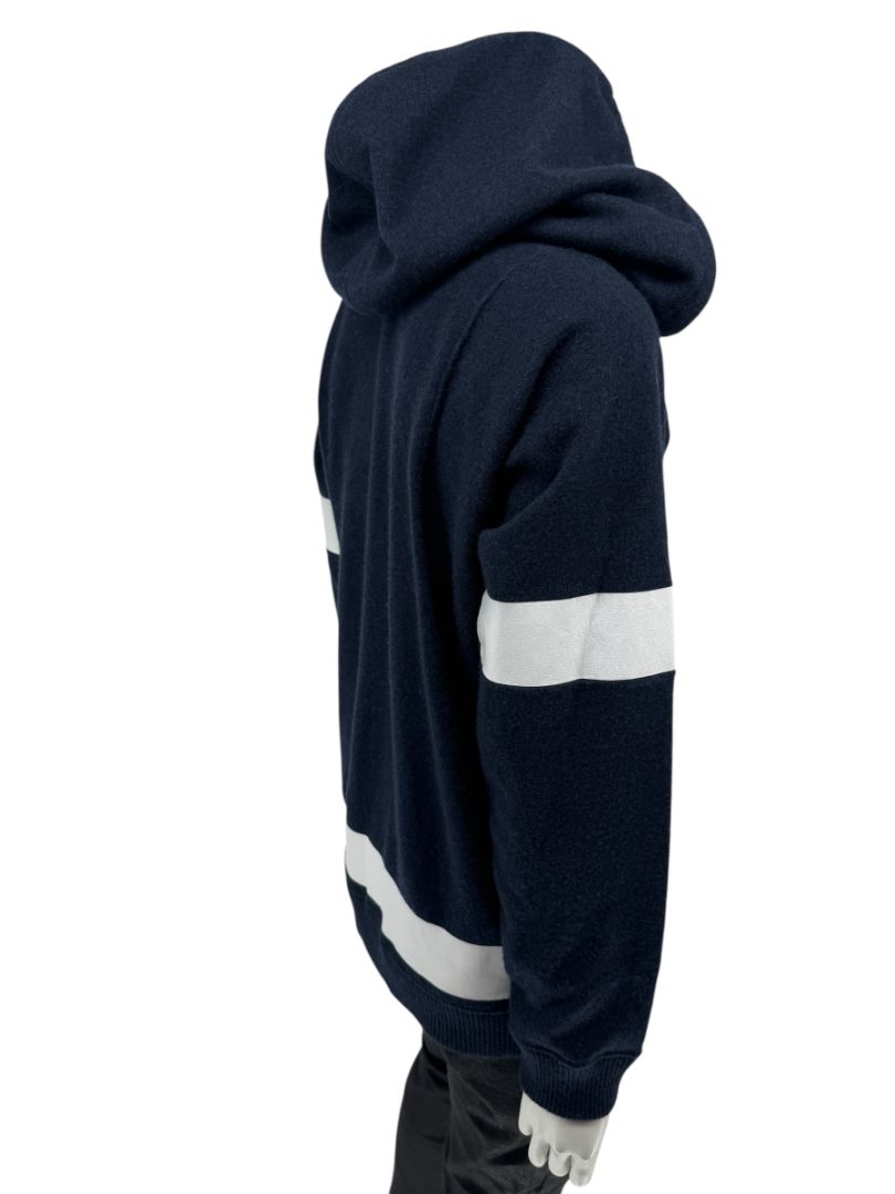 Chanel Navy & White Cashmere Hoodie – Size 40