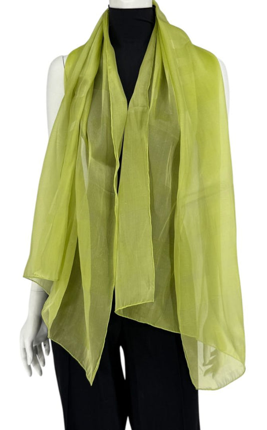 Chanel Sheer Logo Scarf in Chartreuse Green – Made in Italy