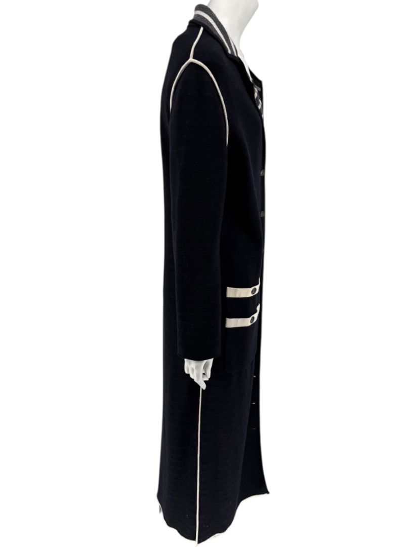 Chanel Reversible Striped Wool Long Cardigan Coat – Cruise 2010 “Venice” Collection – Size 44