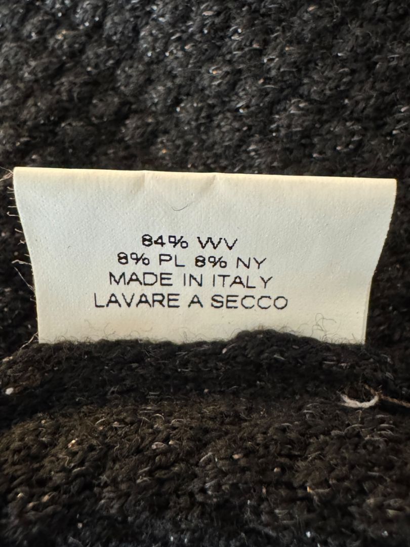 Carolina Herrera Black Embellished Open-Knit V-Neck Sweater – Size XL