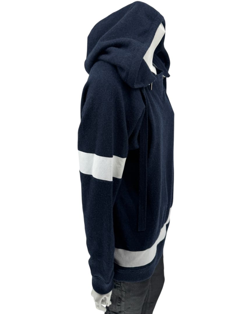 Chanel Navy & White Cashmere Hoodie – Size 40
